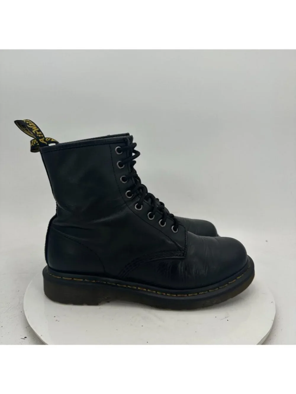 Dr. Martens 1460 Women Size 8 Black Shiny Leather 8 Hole Combat Boot